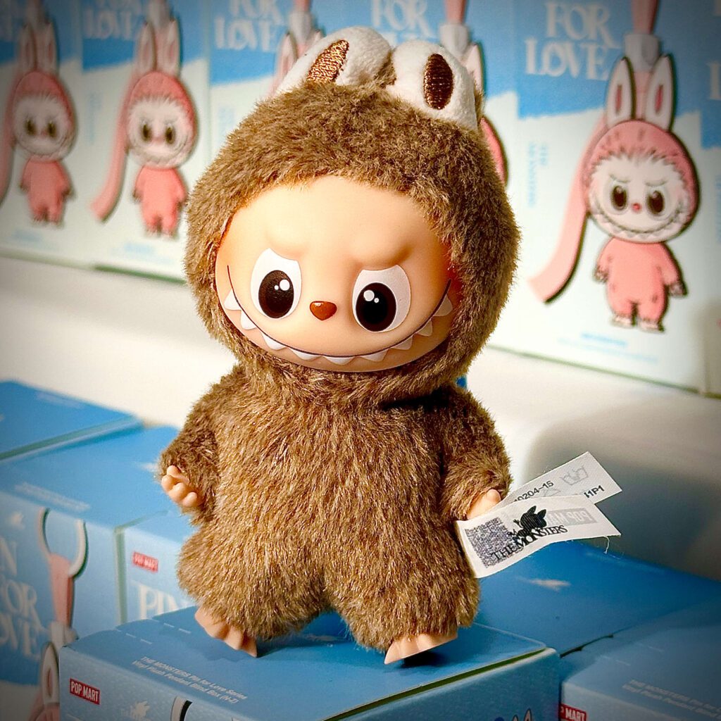 mini labubu pin for love & boxes backdrop