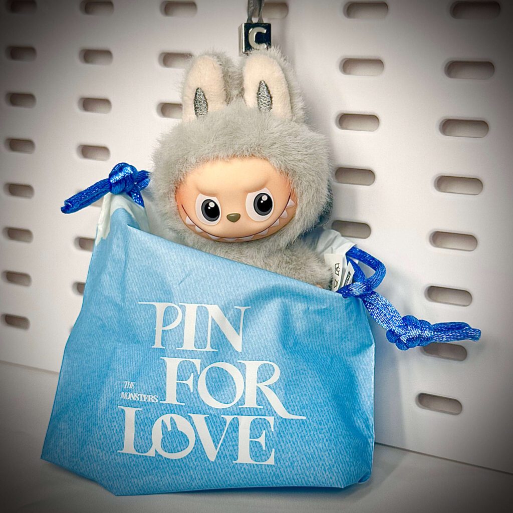 mini labubu pin for love c inside pouch