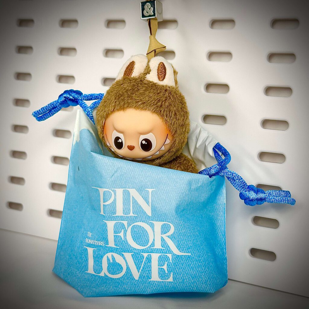 mini labubu pin for love & inside pouch