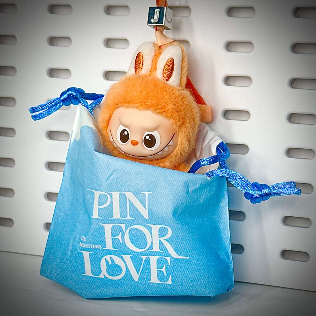 mini labubu pin for love j inside pouch