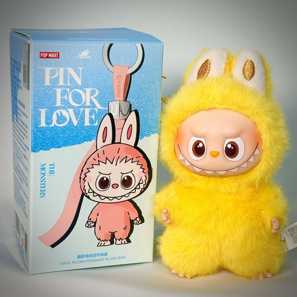 mini labubu pin for love p beside box
