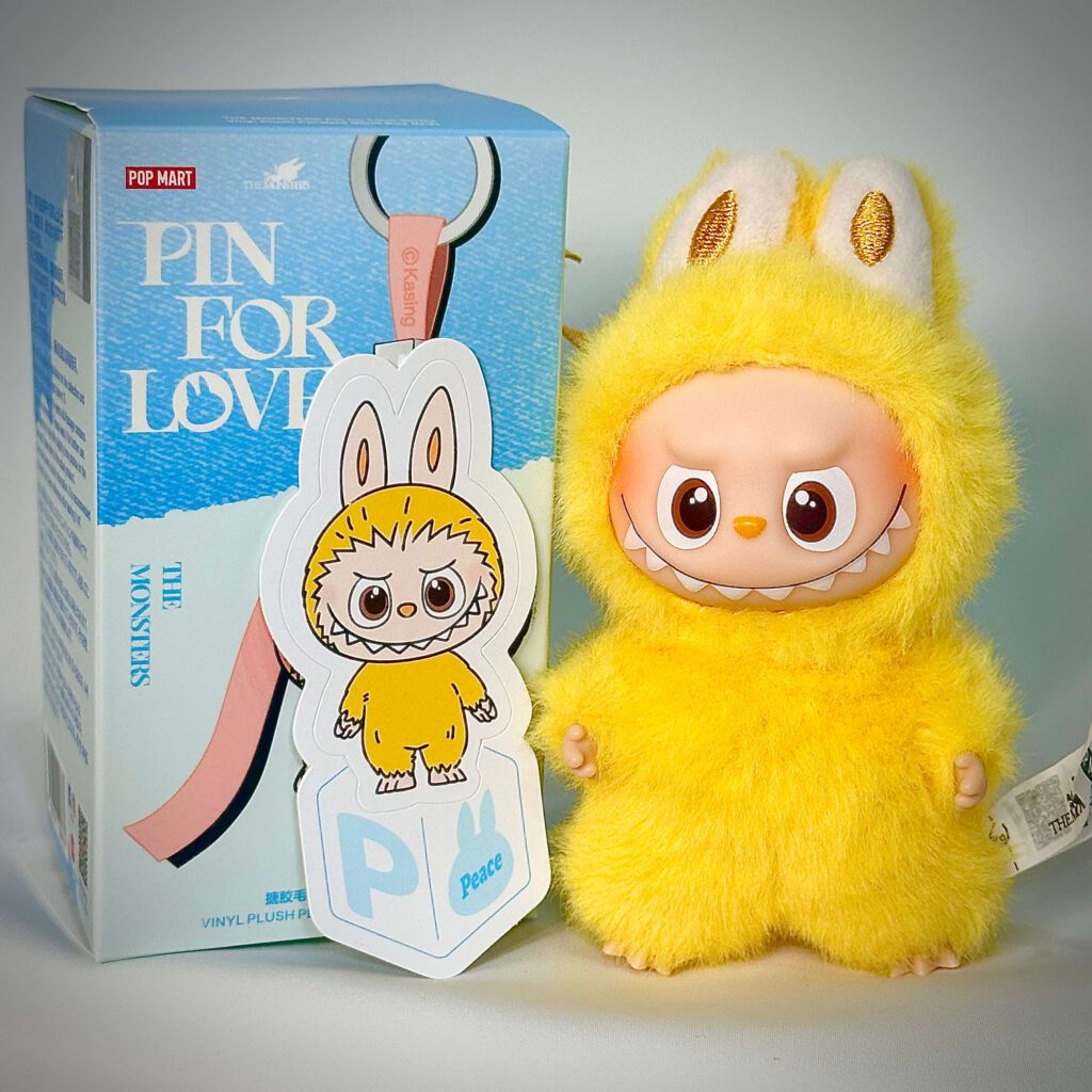 mini labubu pin for love p box with sticker name