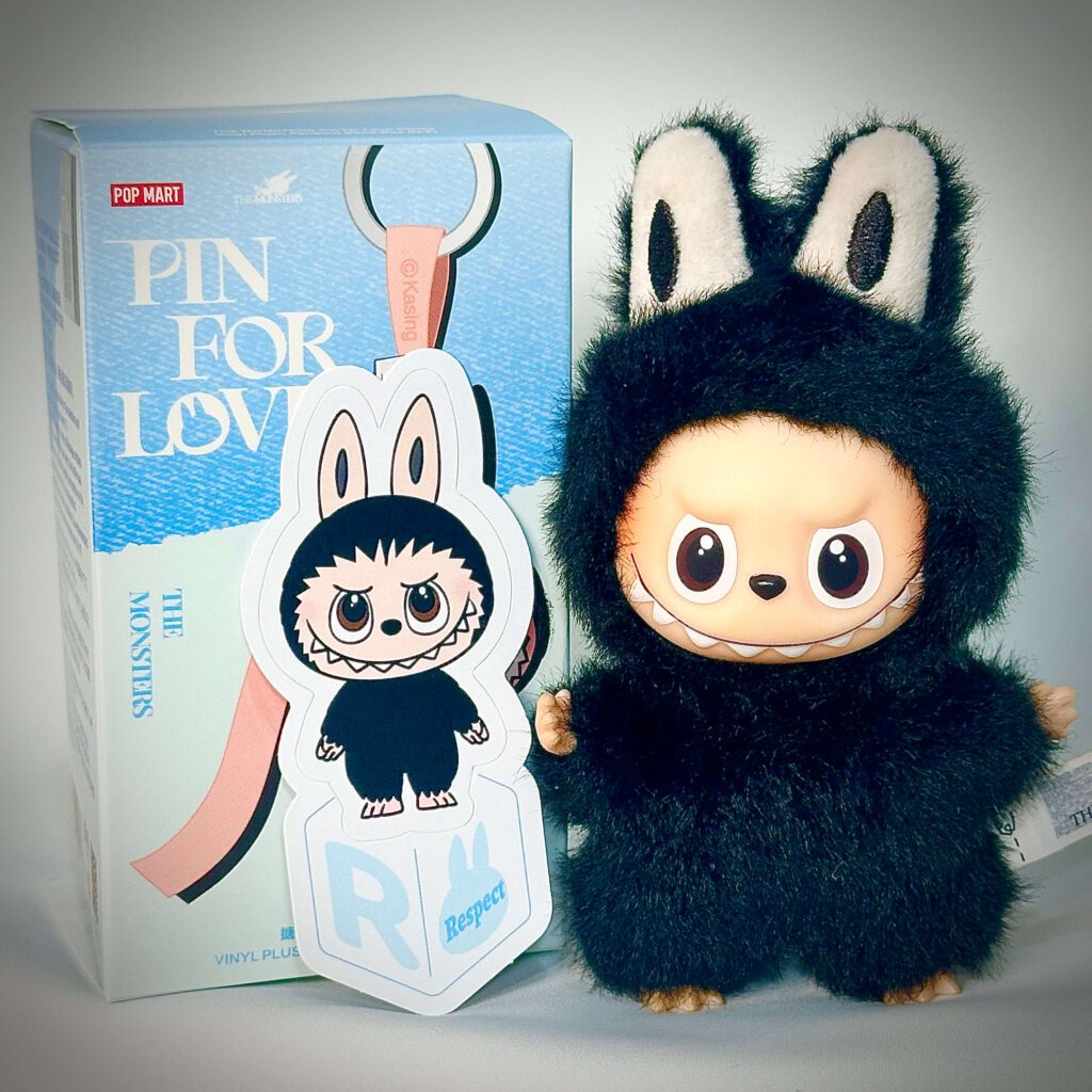 mini labubu pin for love r box with sticker name
