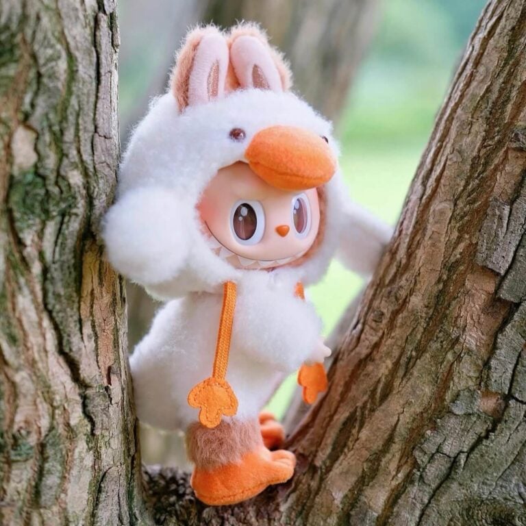 labubu forest fairy tale climbing a tree